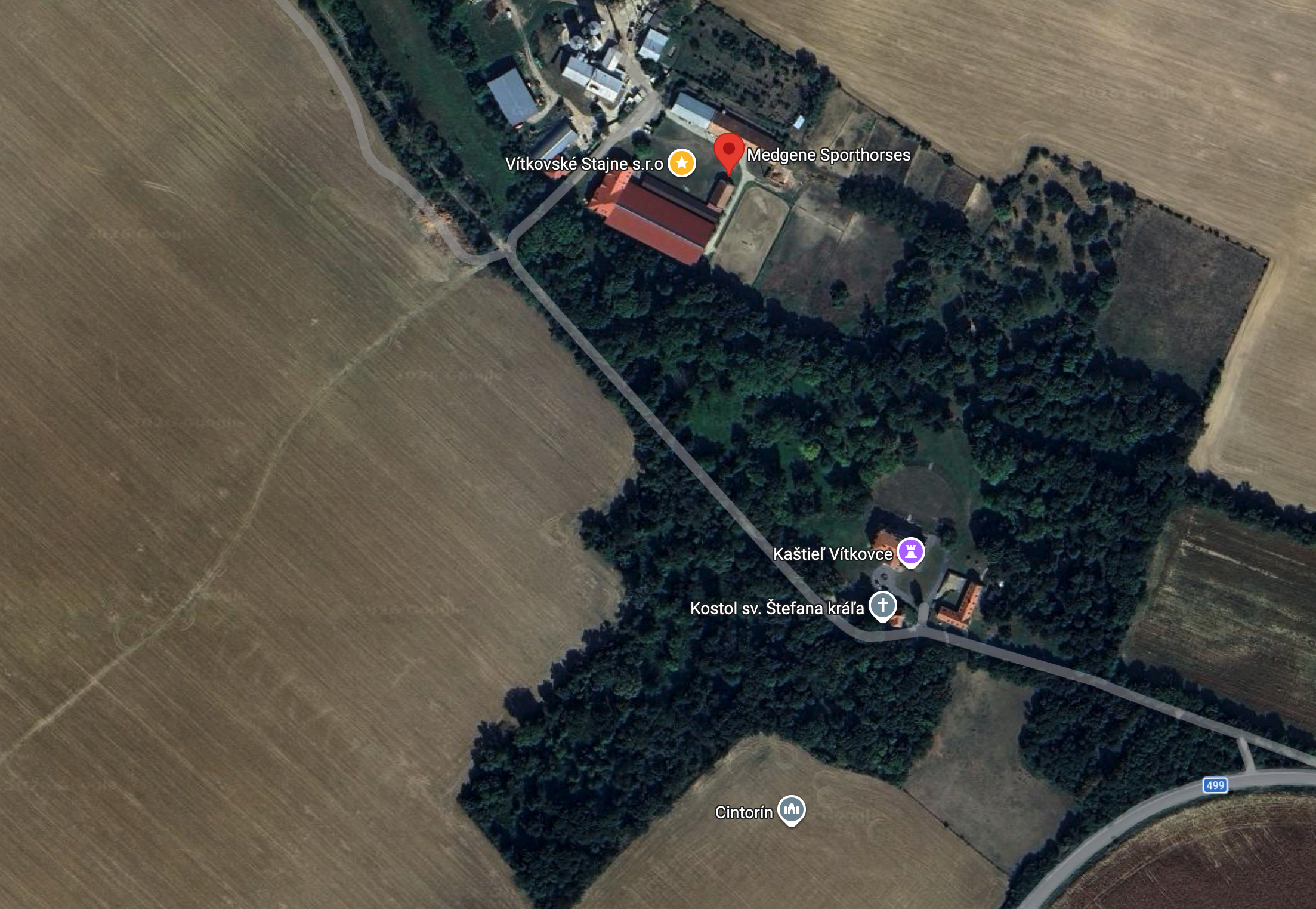 Letecký pohľad na areál MedGene Sporthorses vo Vítkovciach